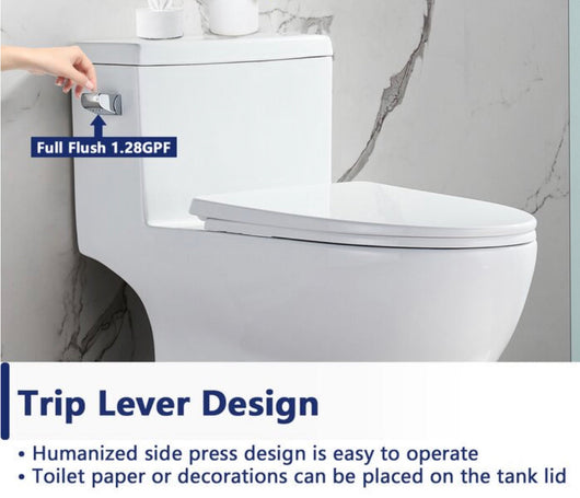 DeerValley DV-1F52626 One-Piece Toilet 1.28 GPF Standard Toilets Ceramic in White Elongated Toilets with Left Trip Lever!! NEW IN BOX!!