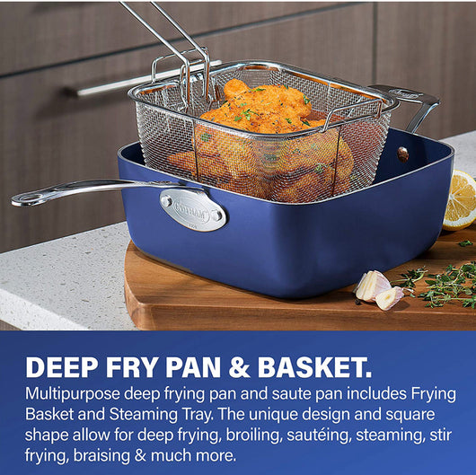 Granitestone Blue 20 Piece Pots and Pans Set, Complete Cookware & Bakeware Set with Ultra Nonstick Durable Mineral & Diamond Surface, Stainless Stay Cool Handles Oven & Dishwasher Safe, 100% PFOA Free- new in box
