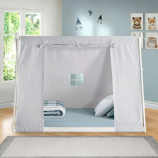 P'kolino Tent Floor Bed - Twin, FSC Certified Wood, Washable Tent, White/Grey**New in box**