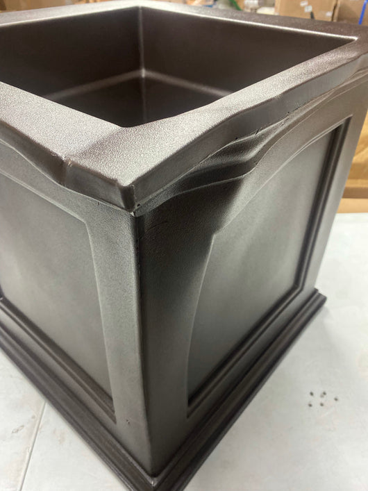 Mayne Fairfield 20x20" Square Traditional Plastic Planter in Espresso (New out of box, dented from shipping)