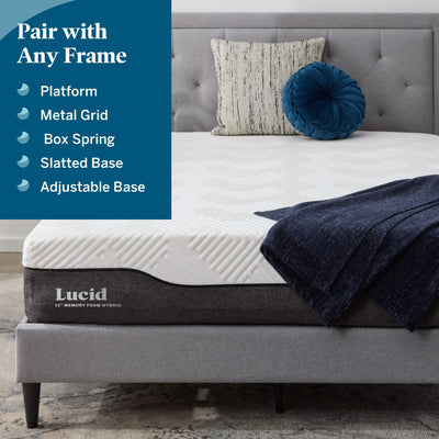 Lucid 12 Inch Hybrid Mattress – Bamboo Charcoal and Aloe Vera Infused- Memory Foam Mattress- Moisture Wicking – Odor Reducing- King Size**New in box**