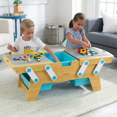 KidKraft Building Bricks Play N Store Wooden Table, Kids Activity Table, Natural**New in box**
