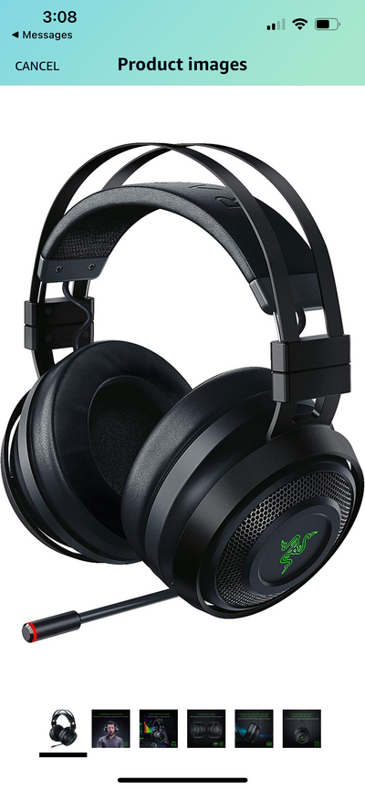 Razer Nari Ultimate Wireless 7.1 Surround Sound Gaming Headset: THX Audio & Haptic Feedback - Auto-Adjust Headband - Chroma RGB - Retractable Mic - For PC, PS4, PS5 - Black- NEW IN BOX!!!!