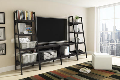 Ameriwood Home Lawrence 4 Shelf Ladder Bookcase Bundle, Black**New in box**