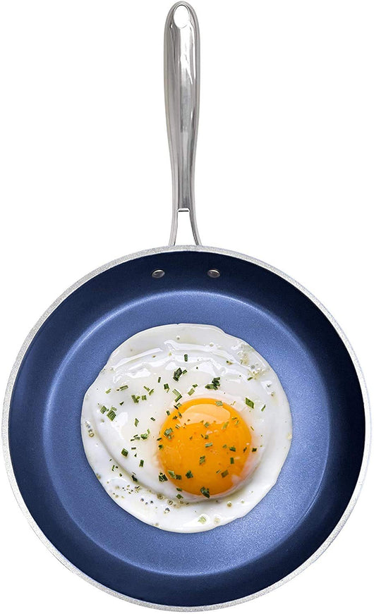 Granitestone 10" Blue Nonstick Frying Pan with Ultra Durable Mineral and Diamond Triple Coated 100% PFOA Free Skillet with Stay Cool Stainless Steel Handle Oven & Dishwasher Safe**New**