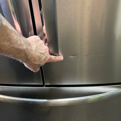 Frigidaire 17.6-cu ft Counter-depth French Door Refrigerator with Ice Maker (Brushed Steel) ENERGY STAR Item #4142878 Model #FRFG1723AV- scratch and dent unit - minor shipping cosmetic scratches- see pics please