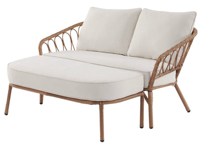 Better Homes & Gardens Willow Sage All-Weather Wicker Outdoor Loveseat and Ottoman Set, Beige!! NEW AND ASSEMBLED!!