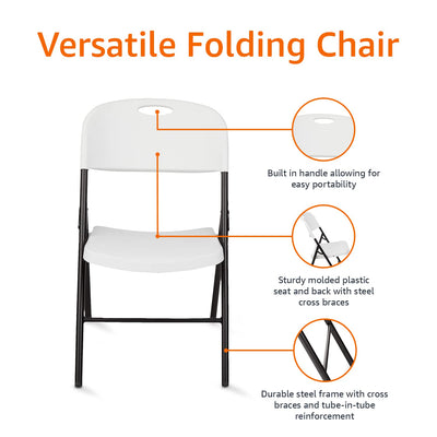 Amazon Basics Folding Plastic Chair with 350-Pound Capacity - 6-Pack, White**New in box**