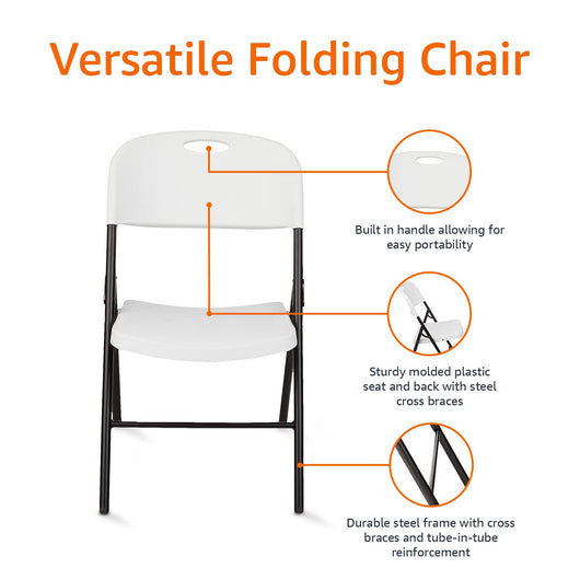 Amazon Basics Folding Plastic Chair with 350-Pound Capacity - 6-Pack, White**New in box**