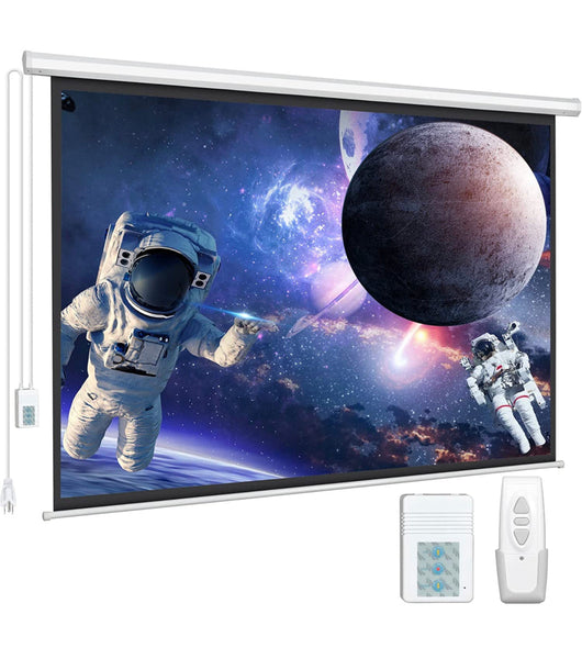 DINAH 16:9 4K 3D HD 100 inch Electric Projector Screen Pull Down with Wireless Remote Control, Indoor & Outdoor Use- NEW IN BOX! (Minor damage to frame but screen is untouched!)