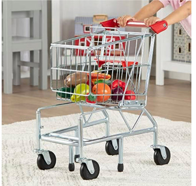 Melissa & Doug Toy Shopping Cart With Sturdy Metal Frame - Toddler Shopping Cart, Pretend Grocery Cart, Supermarket Pretend Play Shopping Cart For Kids Ages 3+- new in box