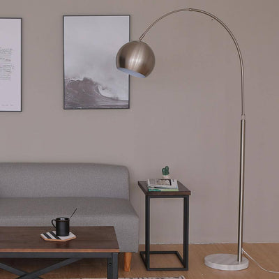 Merra 70 in. Nickel Arcing Modern Floor Lamp and Marble with Rotating Shade!  -Brand new in the box (Assembly is required)