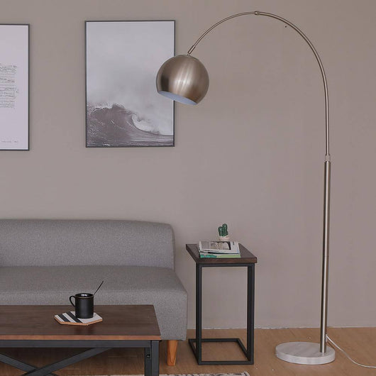 Merra 70 in. Nickel Arcing Modern Floor Lamp and Marble with Rotating Shade!  -Brand new in the box (Assembly is required)