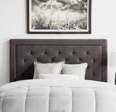 LUCID Bordered Upholstered Headboard with Diamond Tufting for King/California King Size Bed Frame (Charcoal)- NEW IN BOX!!!!
