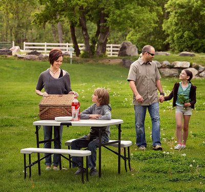 Lifetime 80373 Portable Folding Camping RV Picnic Table and Bench Set, Almond- NEW IN BOX!!!