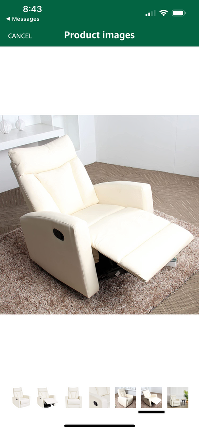 JC Home Recliner, Creamy White- NEW AND ASSEMBLED!!!