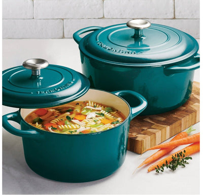 Tramontina Enameled Cast Iron Dutch Ovens 3.5 QT and 5.5 QT in Teal/ new in box