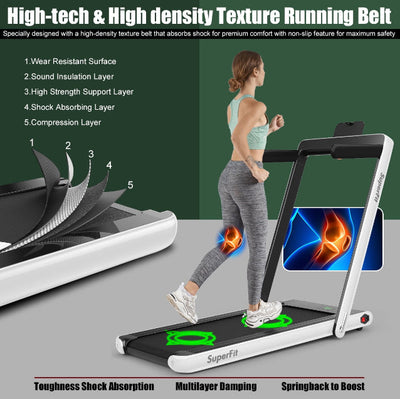 SuperFit 2.25HP 2 in 1 Folding Treadmill W/ Speaker Remote Control APP!! Brand new out of the box!!