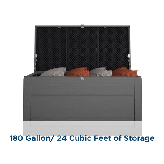 Cosco Outdoor Patio Deck Storage Box, Extra Large, 180 Gallons, Black and Charcoal**New and assembled,minor damage from shipping**