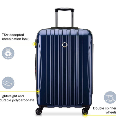 DELSEY Paris Helium Aero Hardside Expandable Luggage with Spinner Wheels, Titanium, Checked-Medium 25 Inch**New**