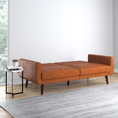 Better Homes & Gardens Nola Modern Futon, Camel Faux Leather**New in box**
