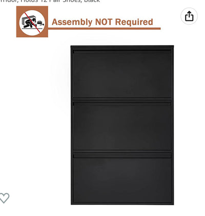 SPACEROCK 3 Drawer Shoe Storage Cabinet Wall Mounted & No-Assembly 25“ Metal Shoe Cabinet for Entryway, Hallway, and Corridor, Holds 12 Pair Shoes, Black- NEW IN BOX