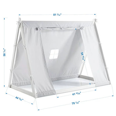 P'kolino Tent Floor Bed - Twin, FSC Certified Wood, Washable Tent, White/Grey**New in box**