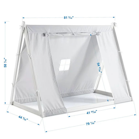 P'kolino Tent Floor Bed - Twin, FSC Certified Wood, Washable Tent, White/Grey**New in box**