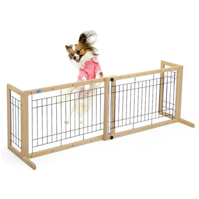 Coziwow Adjustable Wooden Dog Gate Pet Fence Free-Standing 21''H, Original Wood Color**New in box**