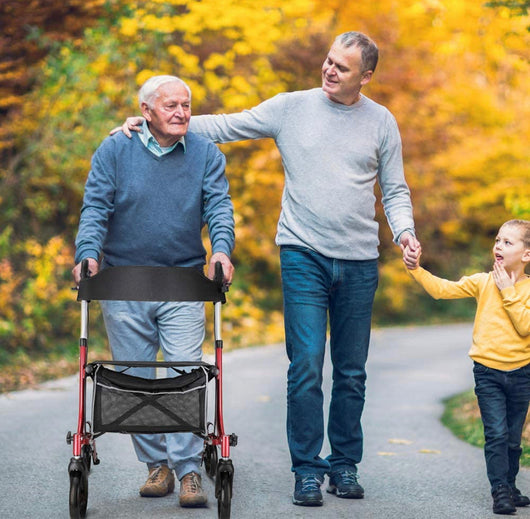 RINKMO Rollator Walkers for Seniors, Aluminum Frame, Red- NEW AND ASSEMBLED!!! (Storage bag not included)