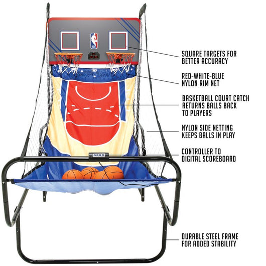 NBA Licensed Foldable Indoor Arcade Basketball Game 2 Players Dual Rims- NEW IN BOX!!!