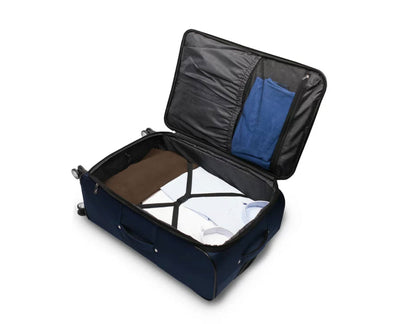 Protege Ashfield 29" Checked 8-Wheel Spinner Luggage Navy- NEW OUT OF BOX!!!!