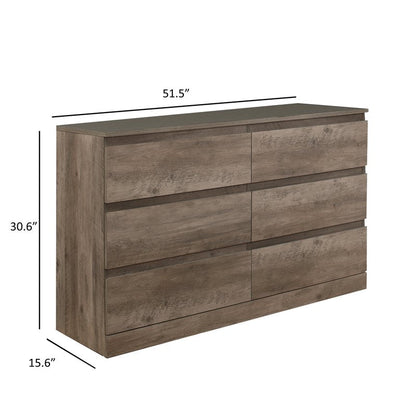 Hillsdale Brindle 6-Drawer Horizontal Dresser, Gray Oak Finish, by Hillsdale**New in Box**