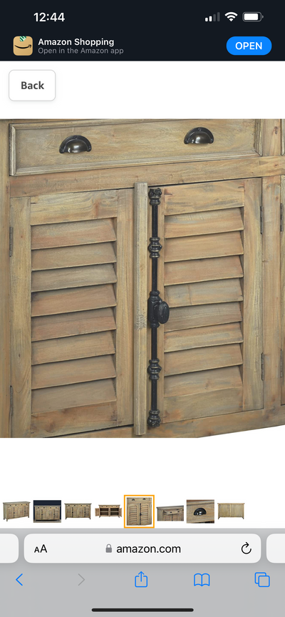 Sunset Trading Cottage Shutter Door Credenza Solid Wood Sideboard | Fully Assembled Cabinet Buffet Server, 58" Wide, Distressed Driftwood Brown!