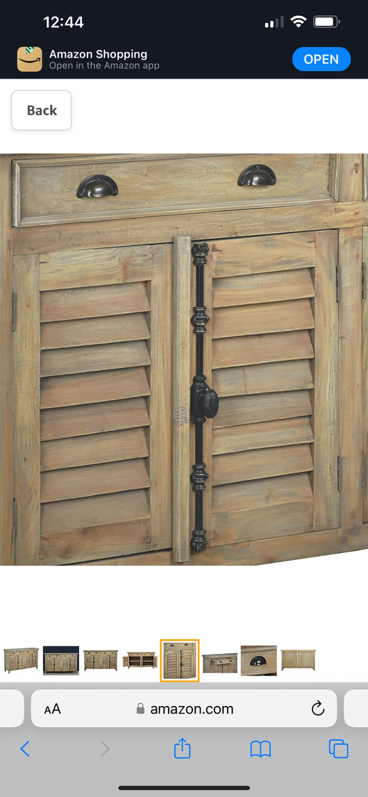 Sunset Trading Cottage Shutter Door Credenza Solid Wood Sideboard | Fully Assembled Cabinet Buffet Server, 58" Wide, Distressed Driftwood Brown!