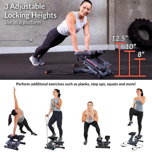 Women’s Health Men’s Health Bluetooth Cardio Stair Stepper with Adjustable Resistance Bands and with MyCloudFitness App, Black- NEW IN BOX!!!!