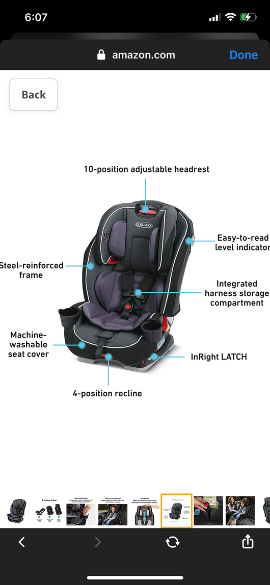Graco SlimFit 3 in 1 Car Seat, Slim & Comfy Design Saves Space in Your Back Seat, Annabelle**New in box**