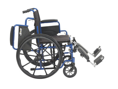 Drive Medical Blue Streak Wheelchair with Flip Back Desk Arms, Elevating Leg Rests, 18" Seat- NEW OUT OF BOX!!!