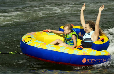 Body Glove Bayside 2 Person Yellow Water Skiing Inflatable Towable Tube- NEW IN BOX!!!