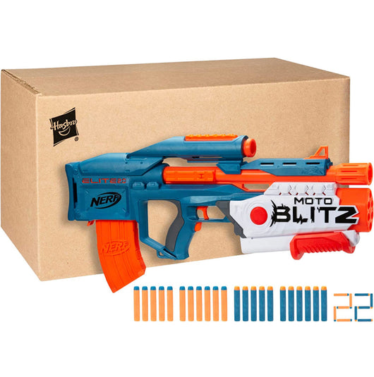 NERF Elite 2.0 Motoblitz Blaster with Scope, Motorized 10-Dart Blasting, Airblitz 6 Darts, 22 Darts, Outdoor Toys for 8 Year Old Boys & Girls-