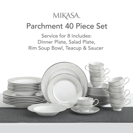 Mikasa 5224232 40-Piece Dinnerware Set, Parchment**New in box**