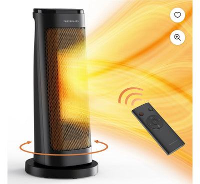 TaoTronics Space Heater, 1500W PTC Fast Quiet Heating Ceramic Tower Heater Oscillating Portable Heater with Remote Control