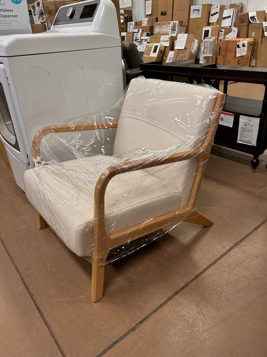 Ktaxon Mid-Century Accent Fabric Chair Fabric Single Sofa Beige!  -Brand new & Assembled