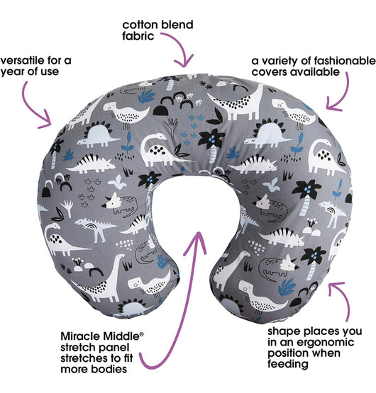 Boppy Nursing Pillow and Positioner—Original | Gray Dinosaurs with White, Black and Blue- BRAND NEW!!!