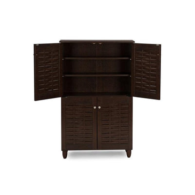 Baxton Studio Winda 2 Door Entryway Shoes Storage Cabinet, 9 Pairs of Shoes**New in Box**