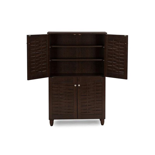 Baxton Studio Winda 2 Door Entryway Shoes Storage Cabinet, 9 Pairs of Shoes**New in Box**