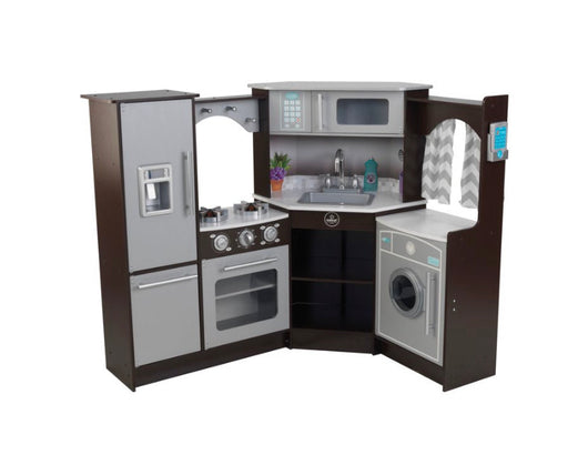 REDUCED!!! KidKraft Ultimate Corner Play Kitchen with Lights & Sounds - Espresso- NEW IN BOX!!!