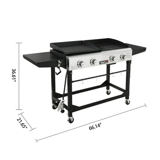Royal Gourmet 4-Burner GD401 Portable Flat Top Gas Grill and Griddle Combo with Folding Legs- new in box