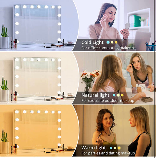 Towallmark Hollywood Makeup Mirror 15 Bulbs 23x19 Inch, 3 Modes, Hollywood Mirror with Lights, Touchscreen, USB Port, Hollywood Vanity Mirror with Lights, Tabletop & Wall-Mounted!  -Brand new in the box