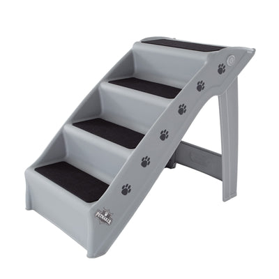 Pet Stairs Collection - Safe and Durable Indoor or Outdoor Ramp with 4-Step Design - Cat or Dog Steps for Couch, Bed, Truck, SUV, or Car by PETMAKER Gray**New in box**